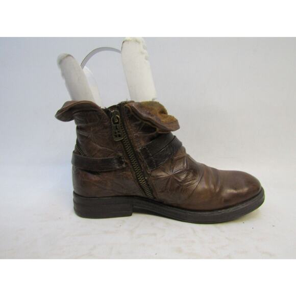 A.S. 98 Womens Size 36 EUR Brown Tooled Leather Buckle Zip Ankle Boots Booties - Picture 4 of 11